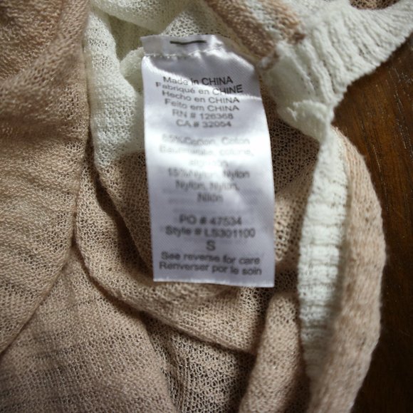 Anthropologie left of center Open Knit Tunic Sleeveless S Sheer Cream Blush - Picture 7 of 7